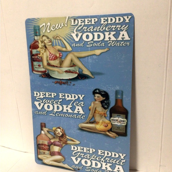 Deep Eddy Vodka Pin Up Girls Logo Metal Tin Liquor display wall sign - Picture 3 of 5